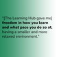 “[The Learning Hub gave me] freedom in how you learn and what pace you do so at, having a smaller and more relaxed environment.”